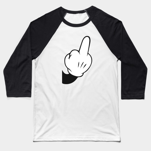 Middle Finger gloved cartoon Baseball T-Shirt by Alema Art